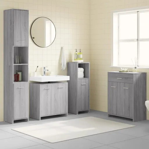 Conjunto Móveis Casa de Banho Madeira Proc. Cinza Sonoma (4 pcs)