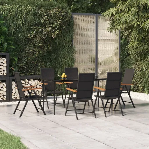 Conjunto de Jantar para Jardim Vime PE Castanho (7 pcs)