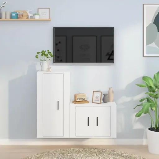 Conjunto Móveis de TV Derivados de Madeira Branco (2 pcs)