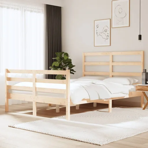 Estrutura de Cama Casal 135x190 cm Pinho Maciço