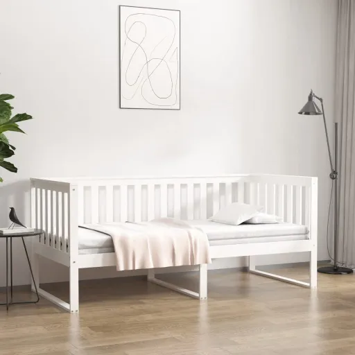 Sofá-Cama Sem Colchão 90x190 cm Madeira de Pinho Maciça Branco