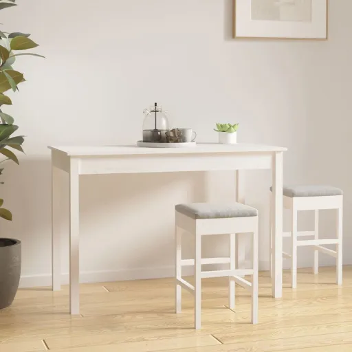 Mesa de Jantar 110x55x75 cm Madeira de Pinho Maciça Branco