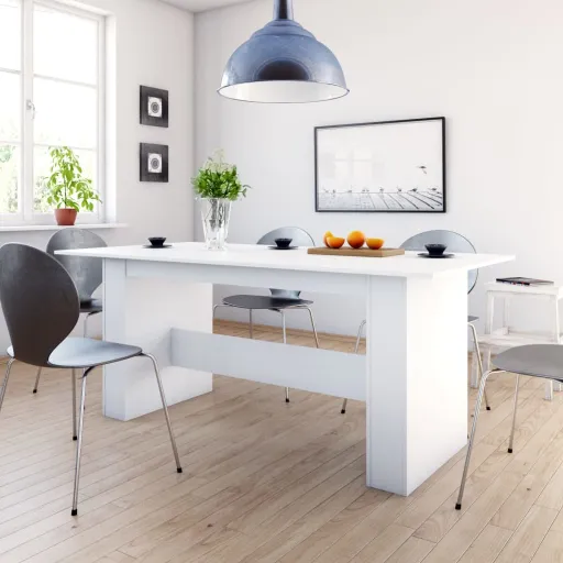 Mesa de Jantar 180x90x76 cm Derivados de Madeira Branco