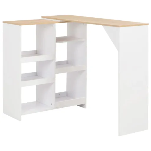 Mesa de Bar com Prateleira Movível Branco 138x39x110 cm
