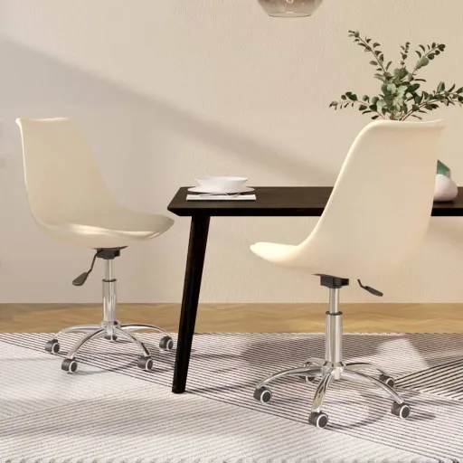 Cadeiras de Jantar Giratórias   Tecido Cor Creme (2 pcs)