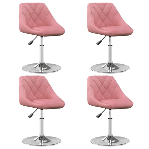 Cadeiras de Jantar Giratórias   Veludo Rosa (4 pcs)