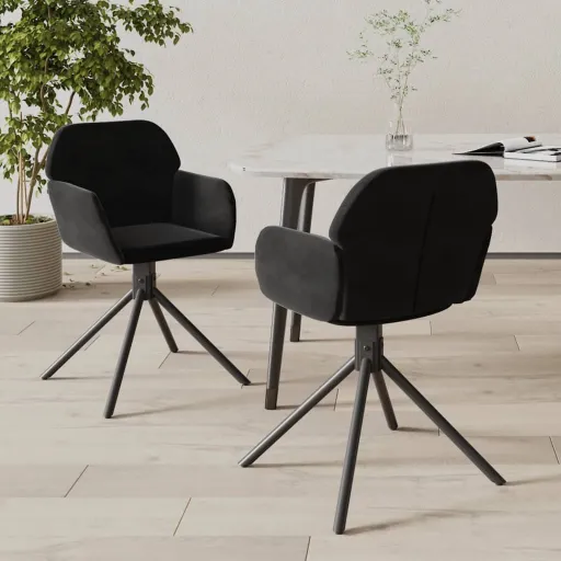 Cadeiras de Jantar Giratórias   Veludo Preto (2 pcs)