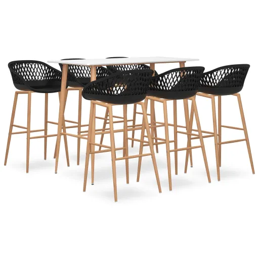 Conjunto de Bar Branco e Preto (7 pcs)