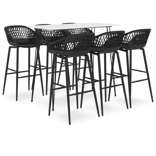 Conjunto de Bar Branco e Preto (7 pcs)
