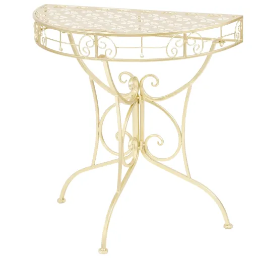Mesa de Apoio Vintage Semicircular Metal 72x36x74 cm Dourado