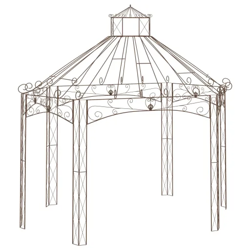 Pavilhão de Jardim 400x258x378 cm Ferro Castanho Antigo