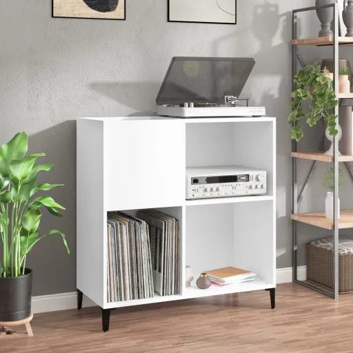 Armário para Discos 84,5x38x89 cm Derivados de Madeira Branco
