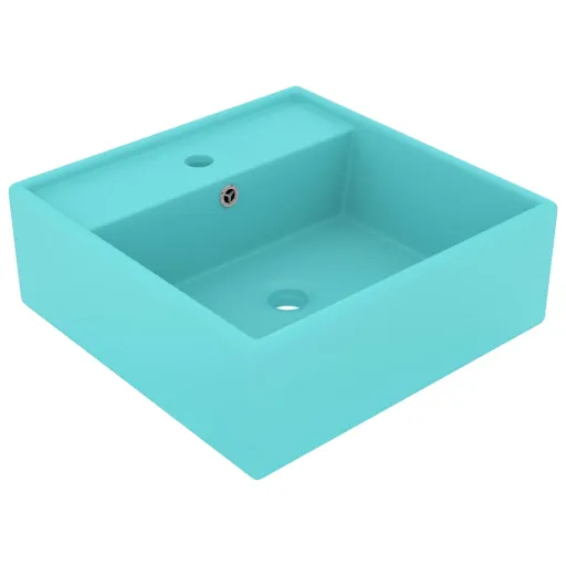 Lavatório Luxuoso Quadrado 41x41 cm Cerâmica Verde-Claro Mate