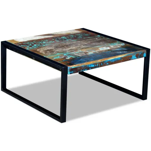 Mesa de Centro 80x80x40 cm Madeira Reciclada Maciça