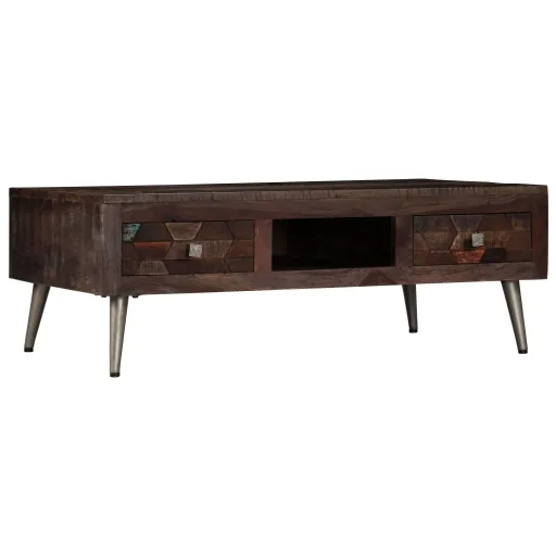 Mesa de Centro em Madeira Recuperada Maciça 100x60x35 cm