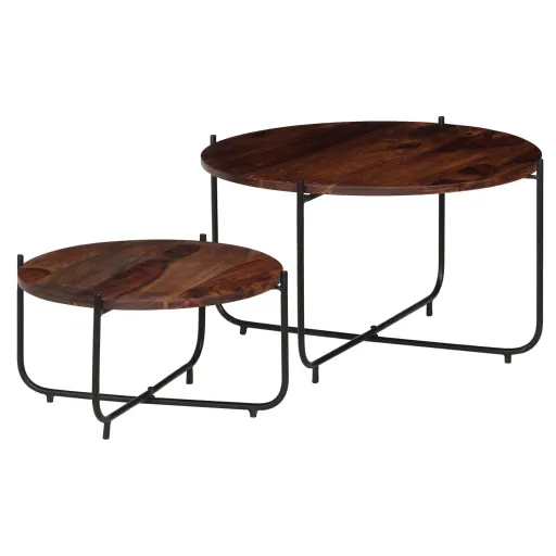 Conj. Mesas de Centro   Madeira de Acácia Maciça 60x35 cm (2 pcs)
