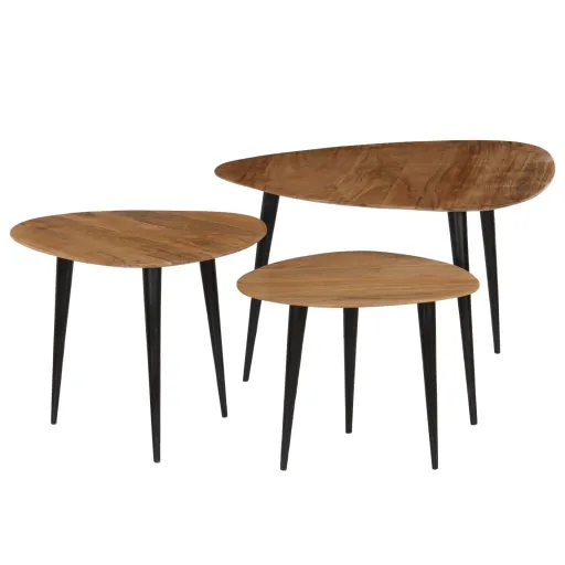 Conjunto de Mesas de Centro   Madeira de Acácia Maciça (3 pcs)