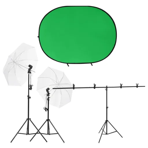 Kit Estúdio Fotográfico c/ Conj. de Iluminação e Tela de Fundo