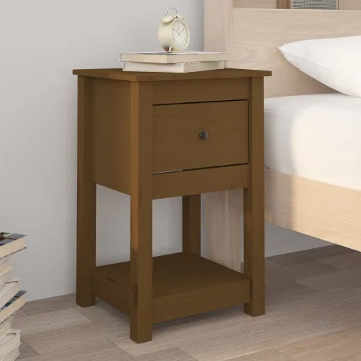 Mesa de Cabeceira 40x35x61,5 cm Pinho Maciço Castanho Mel