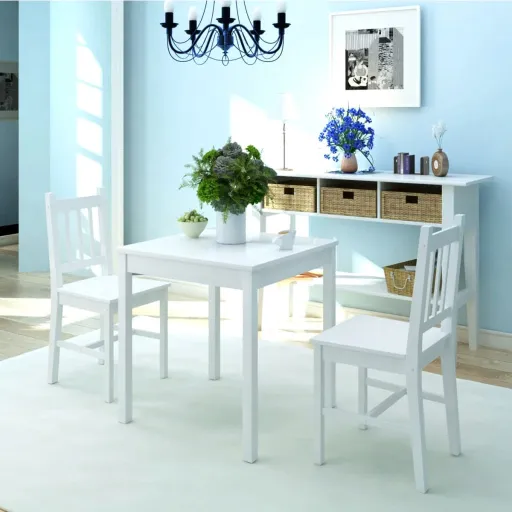 Conjunto de Jantar   Madeira de Pinho Branco (3 pcs)