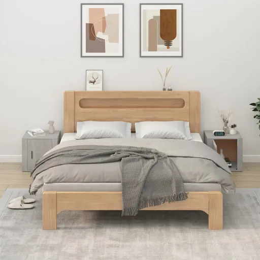 Mesas de Cabeceira   50x39x47 cm Cinzento Cimento (2 pcs)