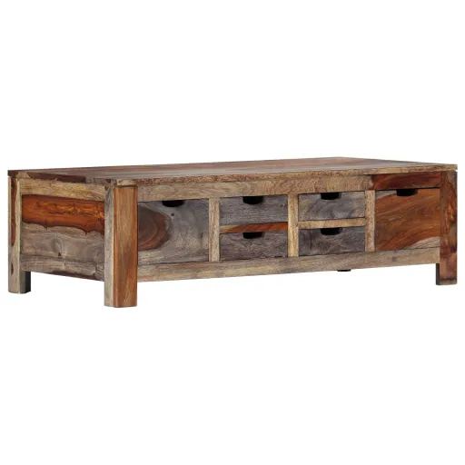 Mesa de Centro 100x50x30 cm Madeira de Acácia Maciça Cinzento
