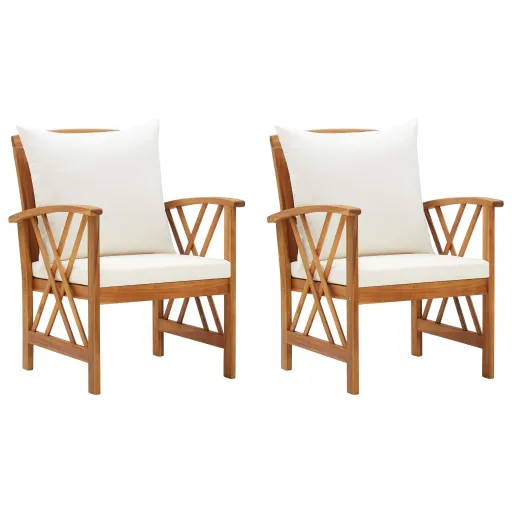Cadeiras de Jardim c/ Almofadões   Madeira Acácia Maciça (2 pcs)
