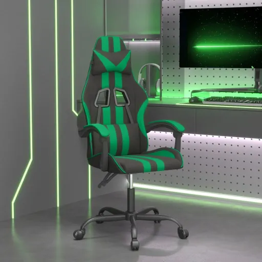 Cadeira Gaming Couro Artificial Preto e Verde