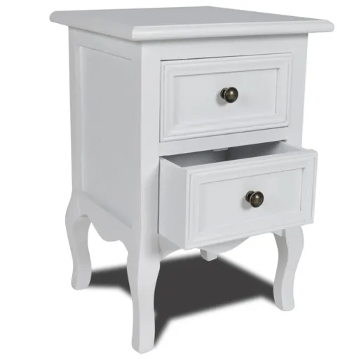 Mesa de Cabeceira com 2 Gavetas MDF Branco