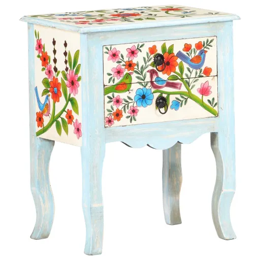 Mesa de Cabeceira Pintada à Mão 40x30x50 cm Mangueira Maciça