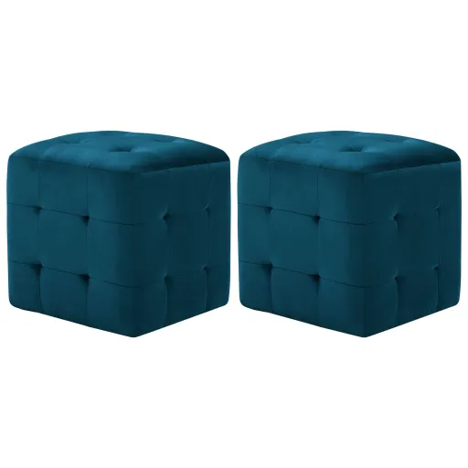 Mesas de Cabeceira   30x30x30 cm Veludo Azul (2 pcs)