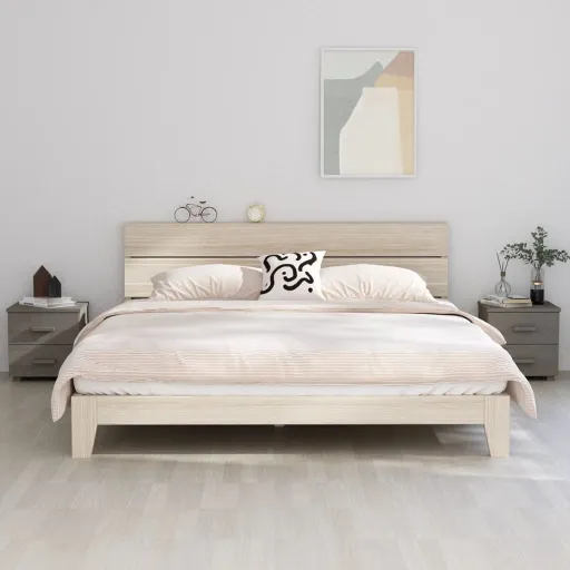 Mesas Cabeceira HAMAR   40x35x44,5 Pinho Maciço Cinza-Claro (2 pcs)