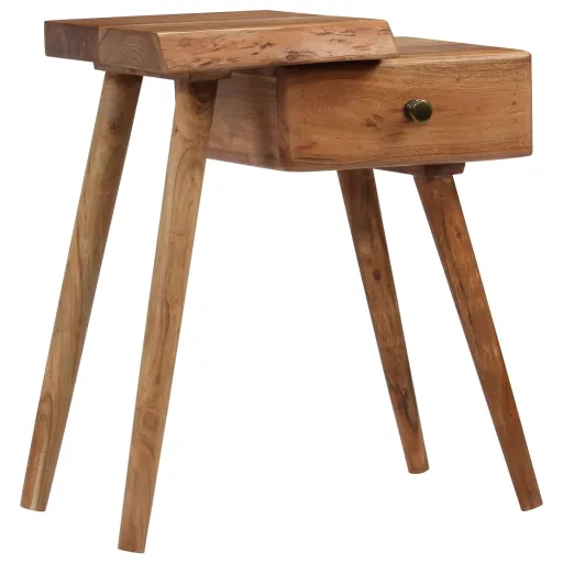 Mesa de Cabeceira em Madeira de Acácia Maciça 45x32x55 cm