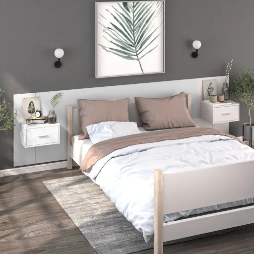 Mesas de Cabeceira Montagem na Parede   Branco (2 pcs)