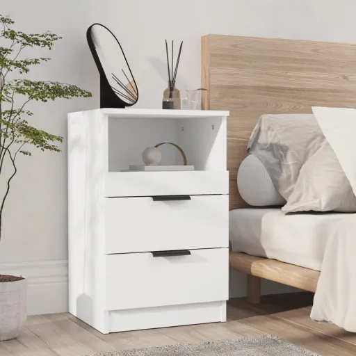 Mesa de Cabeceira Derivados de Madeira Branco