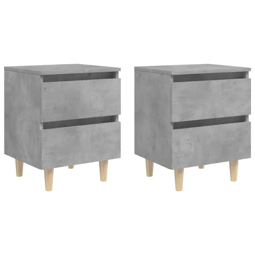 Mesas Cabeceira   c/ Pernas Pinho 40x35x50cm Cinza Cimento (2 pcs)