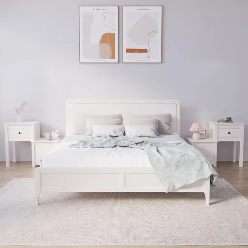 Mesas de Cabeceira   79,5x38x65,5 cm Pinho Maciço Branco (2 pcs)