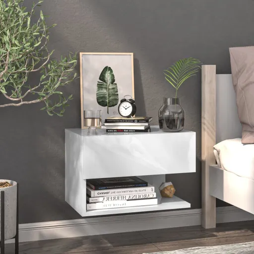 Mesa de Cabeceira Montagem na Parede Branco