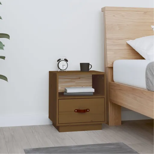Mesa de Cabeceira 40x34x45 cm Pinho Maciço Castanho Mel
