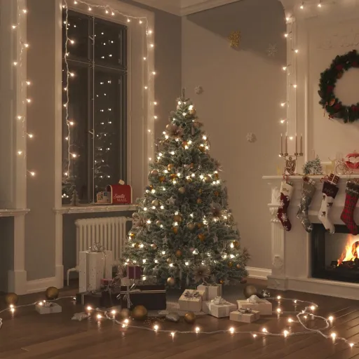 Cordão de Luzes com 1000 Luzes LED 100 m PVC Branco Quente