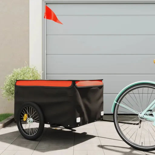 Reboque para Bicicleta 45 kg Ferro Preto e Laranja