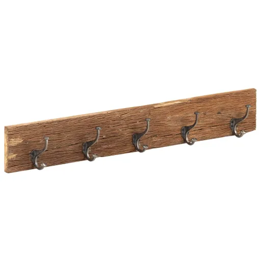 Bengaleiro com 5 Ganchos 100x2,5x15cm Madeira Recuperada Maciça