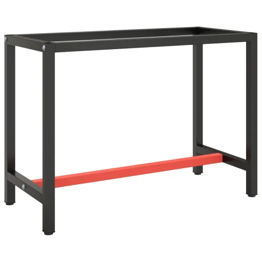 Estrutura p/ Bancada 110x50x79 cm Metal Preto e Vermelho Mate