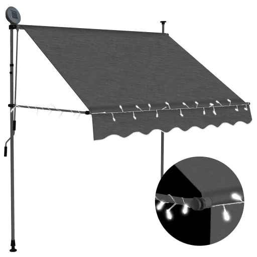 Toldo Retrátil Manual com LED 100 cm Antracite