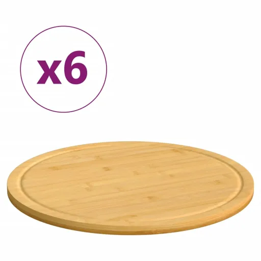 Tábuas de Cortar   Ø30x1,5 cm Bambu (6 pcs)