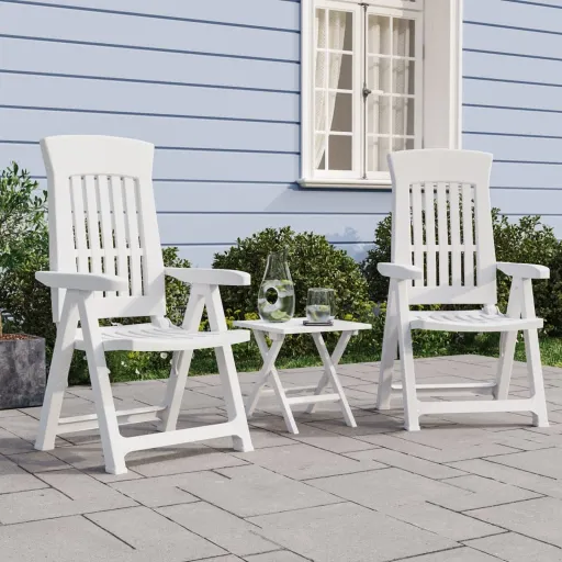 Cadeiras de Jardim Reclináveis   PP Branco (2 pcs)