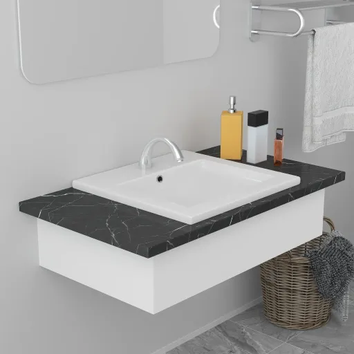 Lavatório Embutido 42x39x18 cm Cerâmica Branco