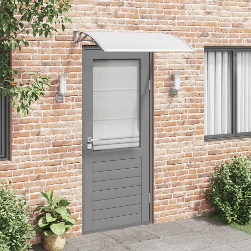 Toldo para Porta 120x75 cm PC Cinzento e Transparente