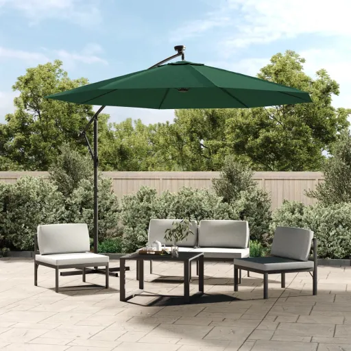 Guarda-Sol Suspenso c/ Iluminação LED 300 cm Verde Mastro Metal