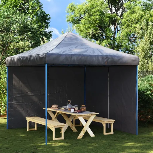 Parede Lateral com Fecho p/ Tenda de Festas   PE Antracite (2 pcs)